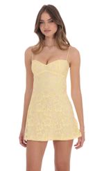 Picture of Lace Floral Babydoll Dress in Yellow