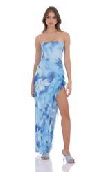 Picture of Mesh Strapless Triple Ruffle Maxi Dress in Black