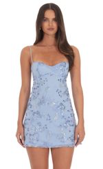 Product image for Embroidered Floral Babydoll Dress in Cream