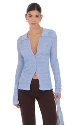 Product image for Textured Ribbed Top in Blue