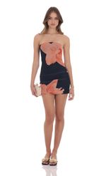 Picture of Floral Mesh Strapless Bodycon Dress in White
