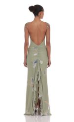 Picture of Rhinestone Mesh Open Back Maxi Dress in Beige