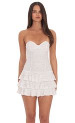 Product image for Lace Strapless Ruffle Dress in Navy