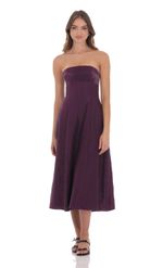 Picture of Sheen Empire Waist Midi Dress in Purple Crinkle