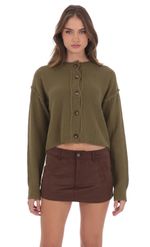 Product image for Cable Knit Cardigan in Olive