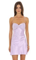 Product image for Satin Sequin Mini Dress in Lilac