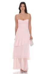 Product image for Long Ruffle Maxi Dress in Blue