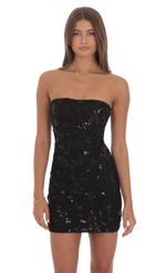 Product image for Strapless Sequin Floral Bodycon Dress in Lavender