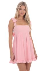 Product image for Shimmer Ruffle Babydoll Dress in Blue