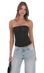 Product image for Sheer Mesh Strapless Corset Top in Black