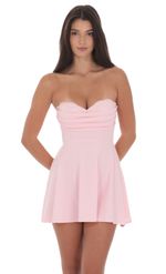 Product image for Lace Bust Fit and Flare Dress in Pink