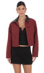 Product image for Two-Toned Collar Jacket in Burgundy