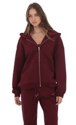 Изображение товара для Свободное худи на молнии цвета бургунди