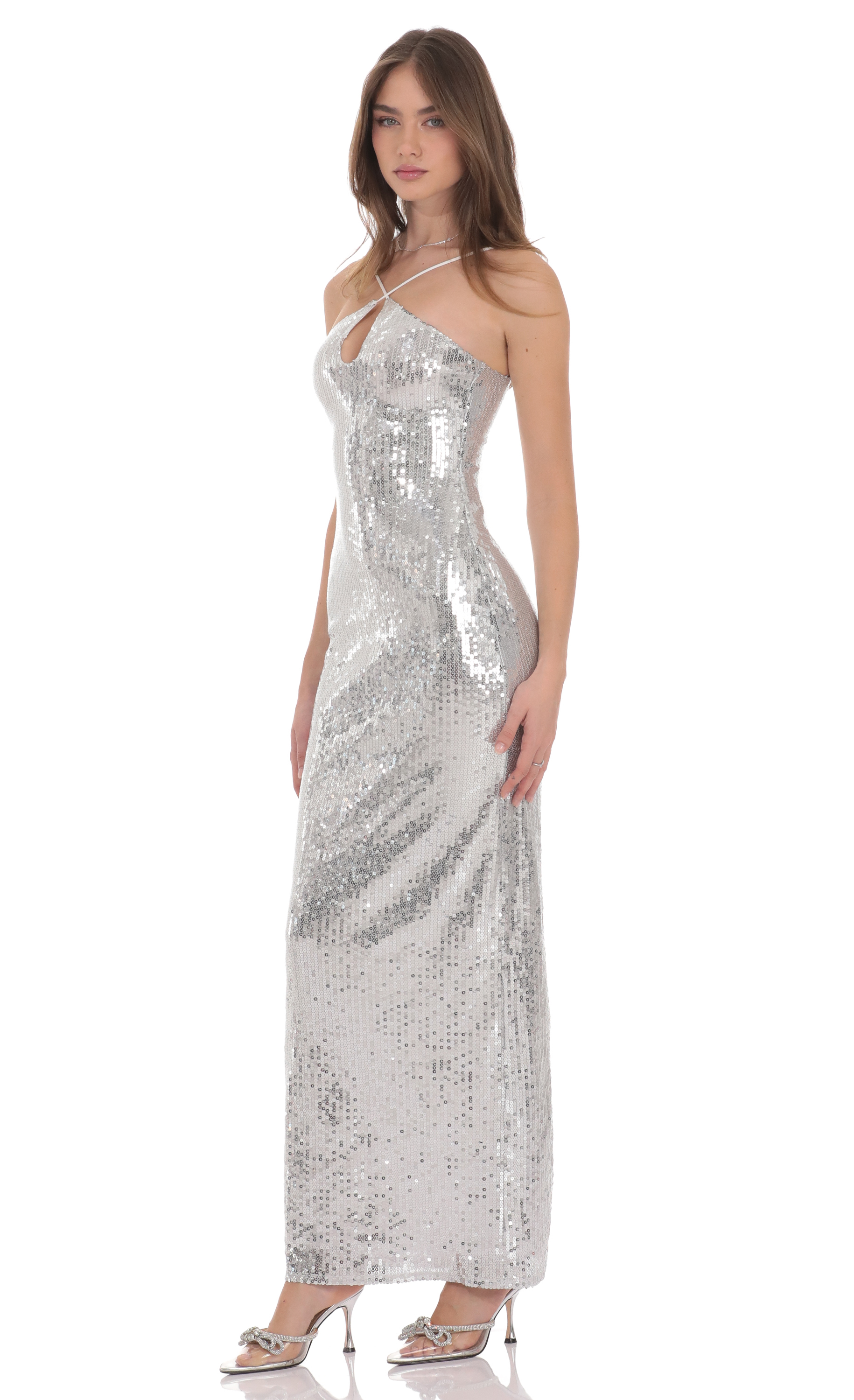 louise silver diamond maxi dress Louise Silver Diamond Maxi Dress