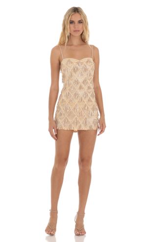 gold maxi evening dress GOLD STRAPLESS CRYSTAL MAXI DRESS IN BEIGE | CULT MIA main image 1
