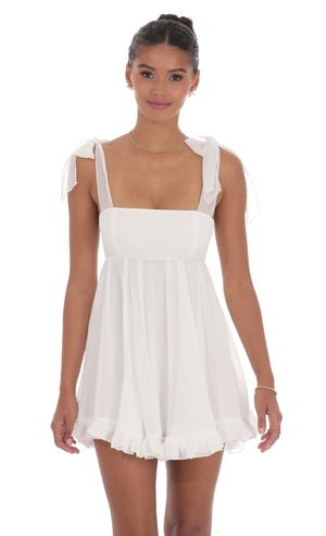 slim fit dress slacks Babydoll Linen Look Mini Dress White / L main image 1