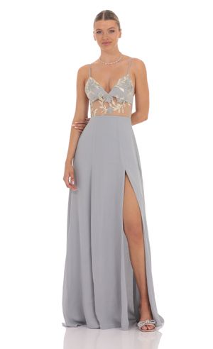 Search Results For Grey/Silver Side Slit Wedding Guest Dresses