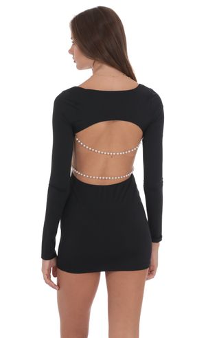 knee length dresses for ladies Long Sleeve Backless Mini Dress Black / M/L