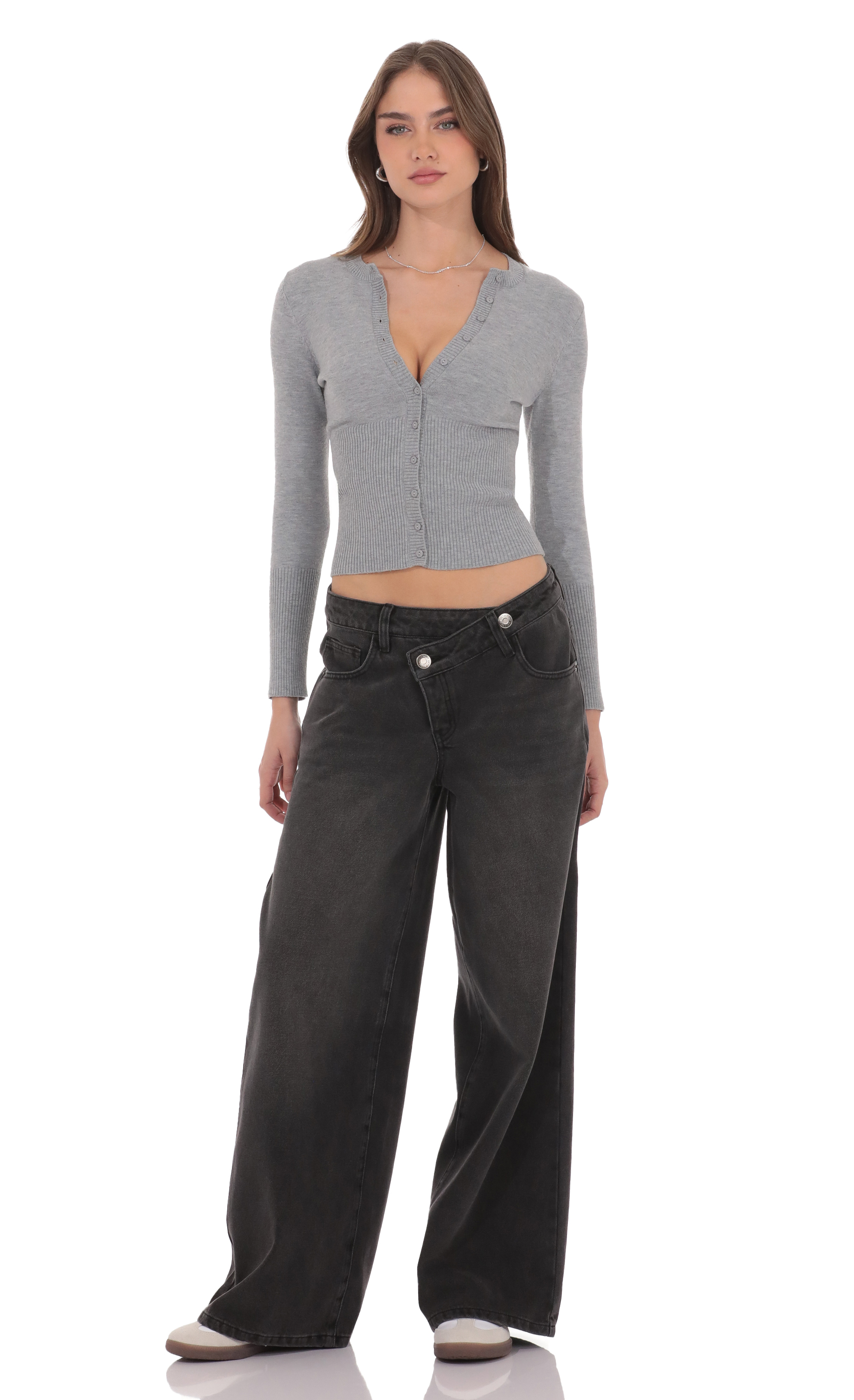 Crossover Baggy Jeans in Faded Black