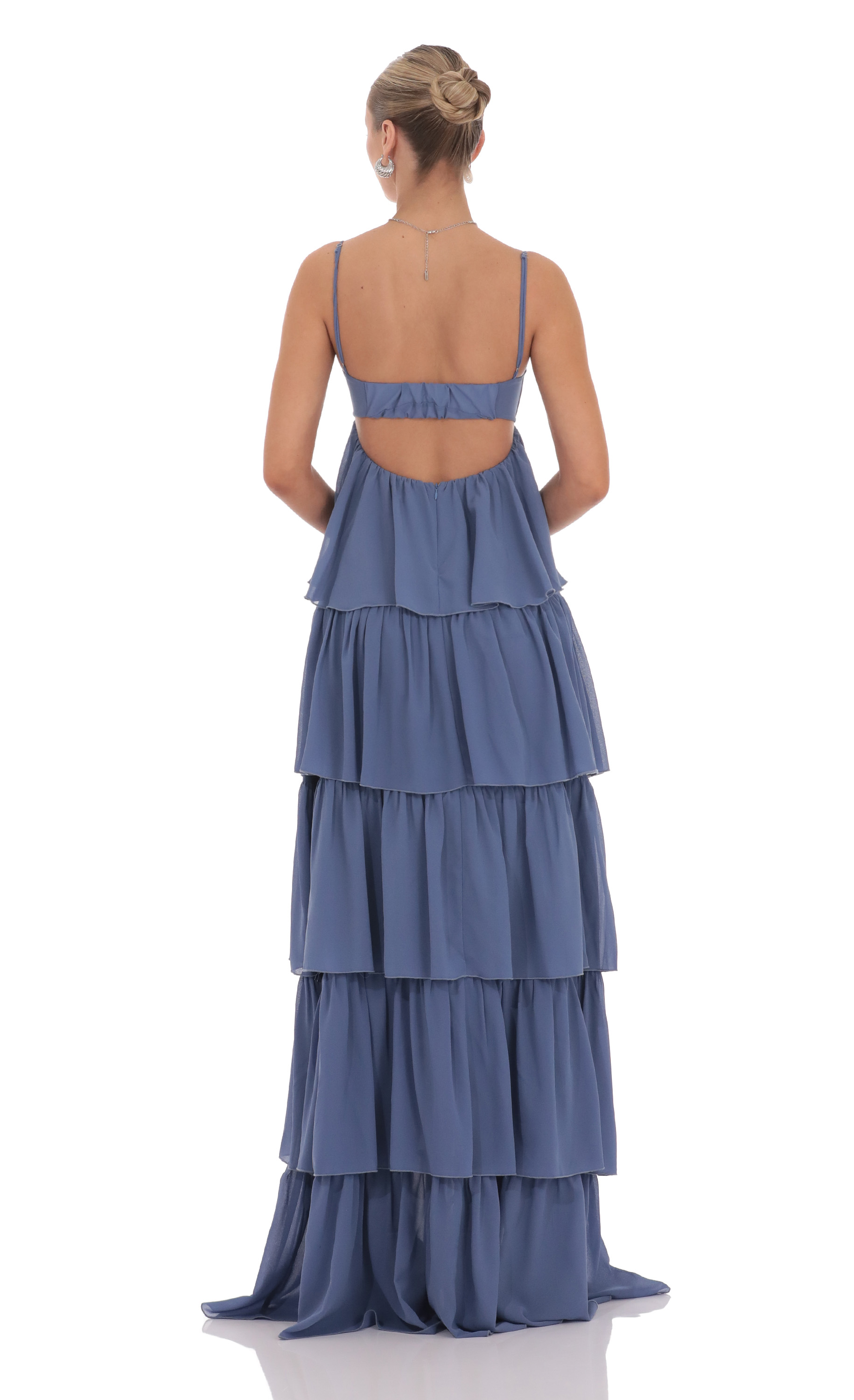 devyn saxe blue denim ruffle dress The Devyn Saxe dress 0 main image 0