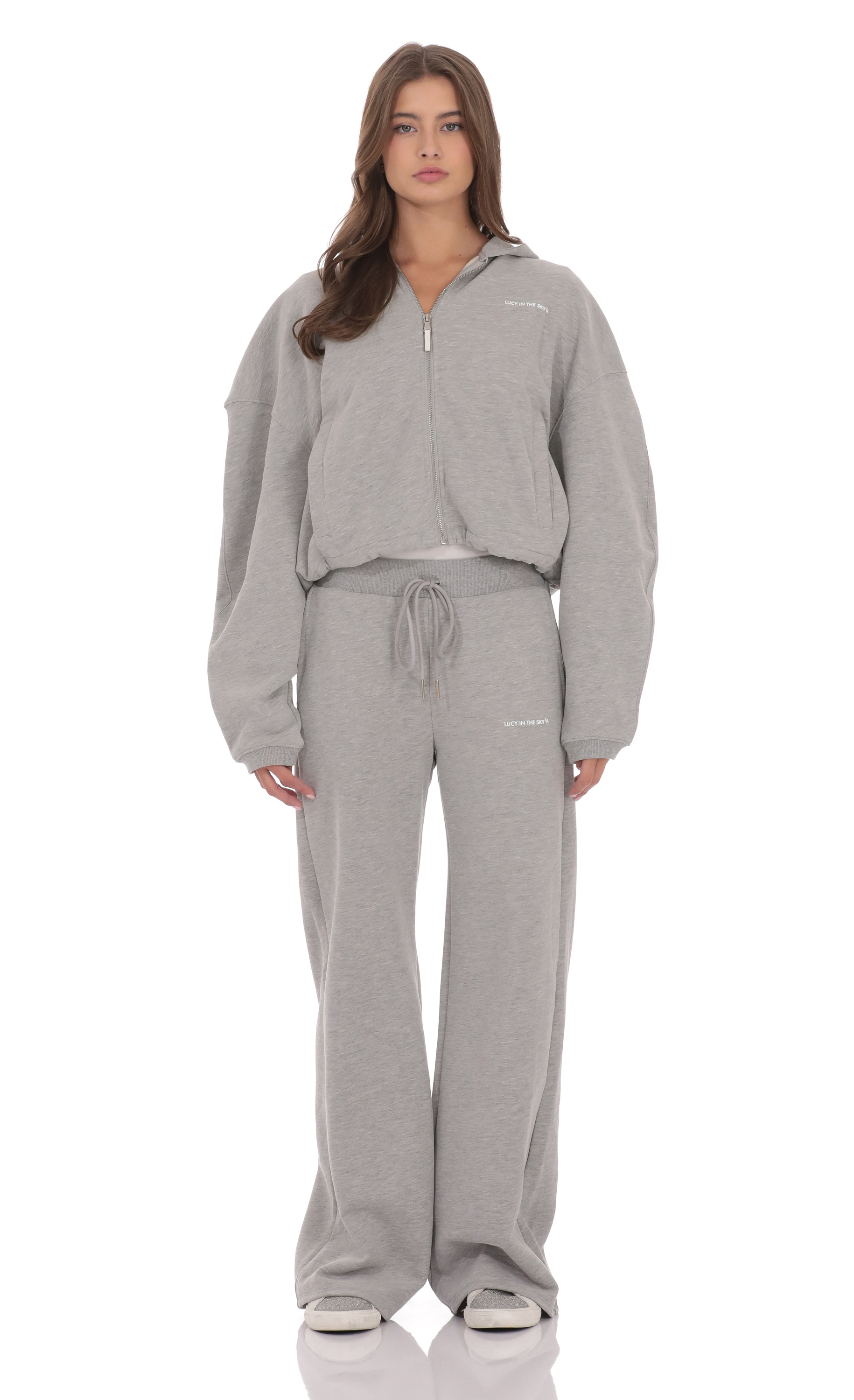Fleece Straight Sweatpants in Grey