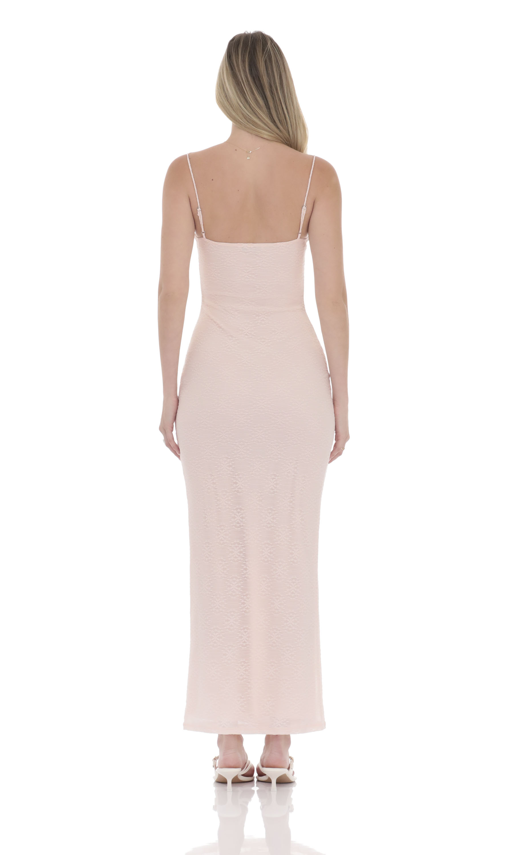 Lace Cowl Neck Maxi Dress In Pink