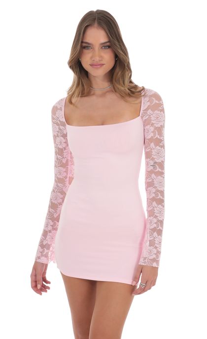 Floral Long Sleeve Dress in Pink | LUCY IN THE SKY