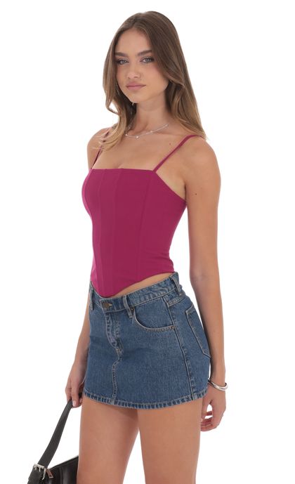 Pointed Corset Top in Magenta | LUCY IN THE SKY