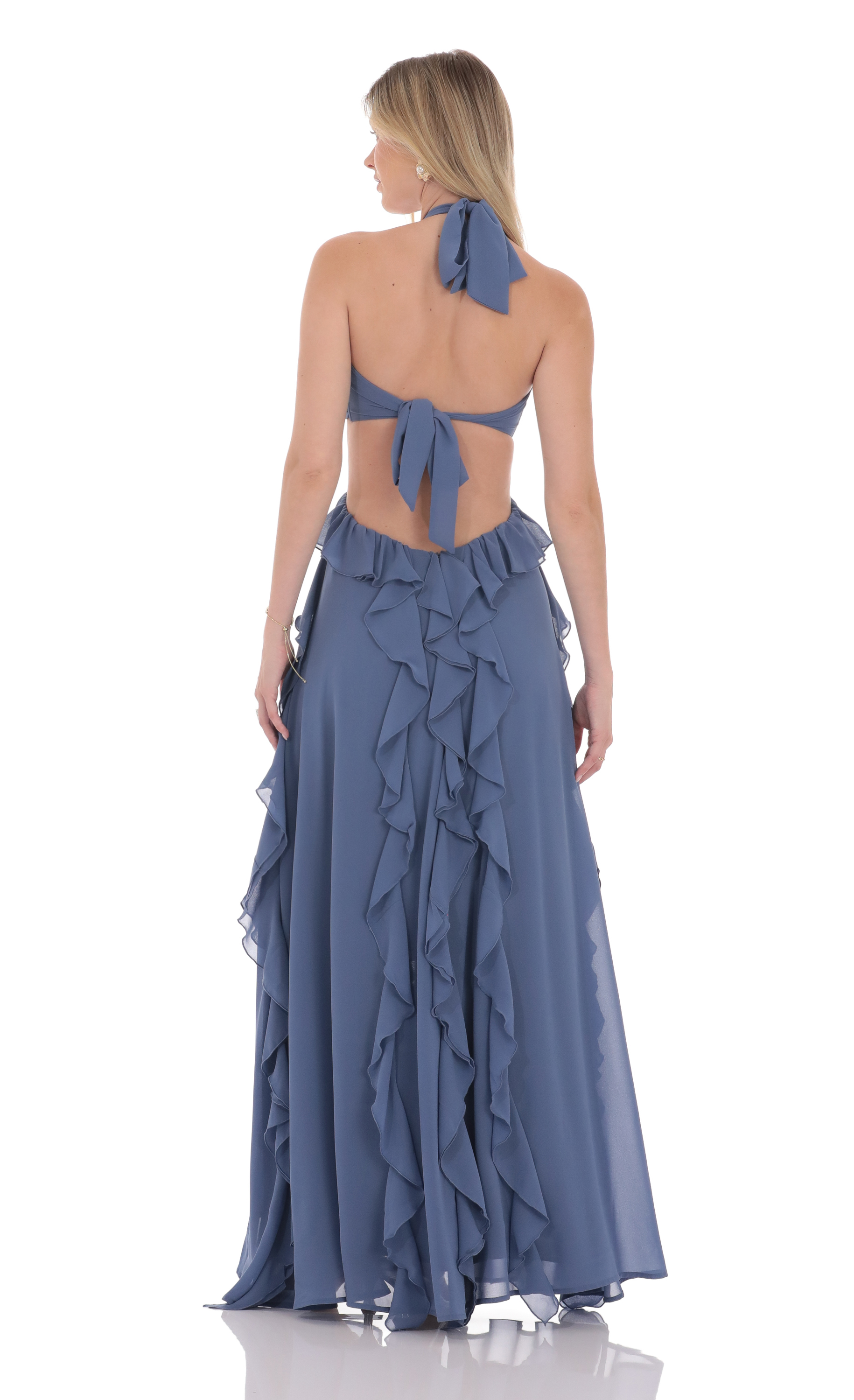 white christmas dresses Santiago Cut-Out Ruffle Maxi Dress Blush main image 1