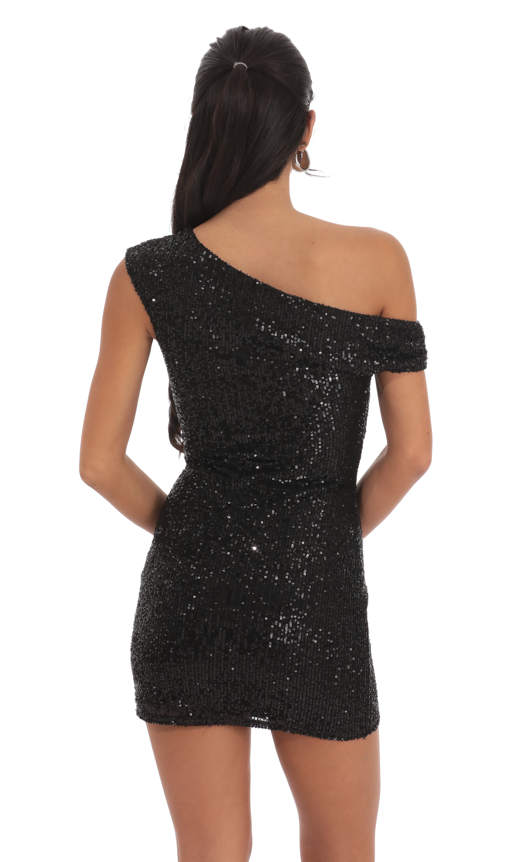 green emerald velvet dress Sofie Black Sequin Knit Strapless Mini Dress main image 1