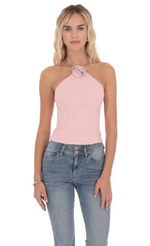 Twist Cross Back Top in Pink | LUCY IN THE SKY