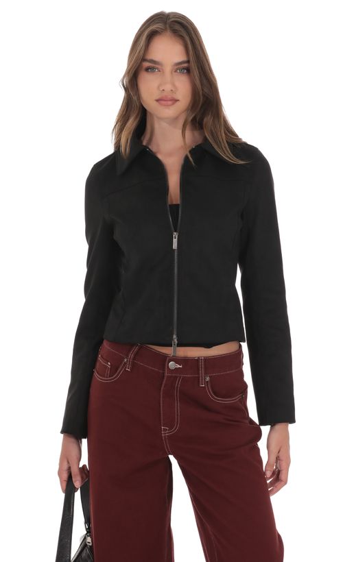 『Lucy』 Demerzel Oversize Faux Leather Jacket in Black | LUCY IN THE SKY