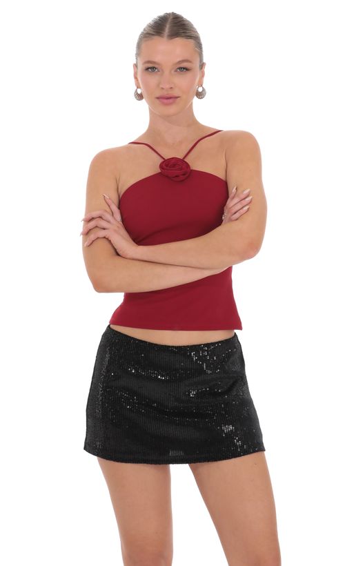 Sequin Plunge Top in Black | LUCY IN THE SKY Sequin Plunge Top in Black | LUCY IN THE SKY
