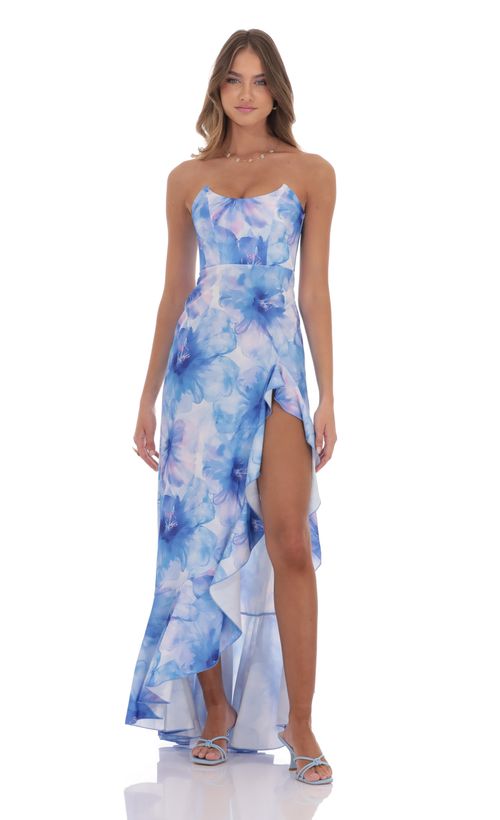 Heart Tulle Corset Maxi Dress in White | LUCY IN THE SKY