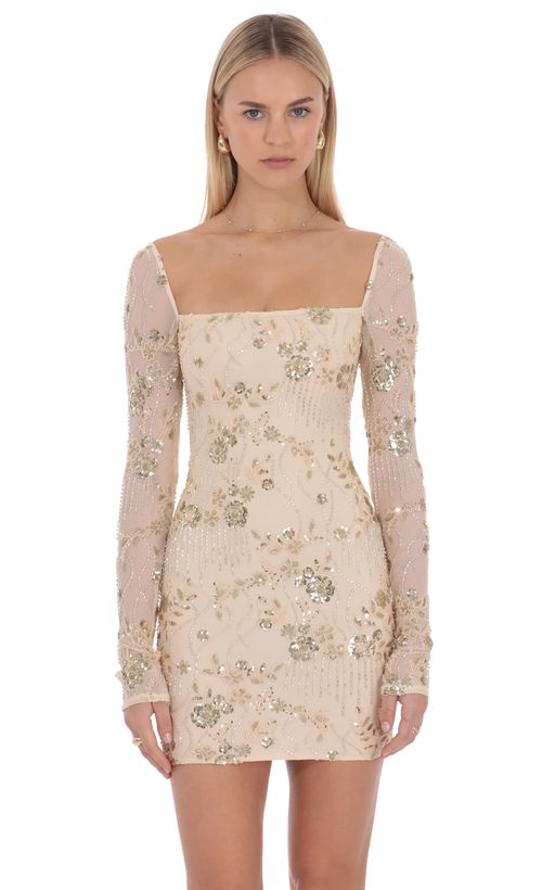 sachin and babi light blue dress Grey Chiffon Floral Print Dress with Thread Work (L)