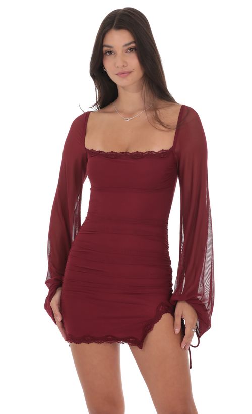princess polly baby blue dress CINTIA Burgundy Open-Back Maxi Dress main image 1