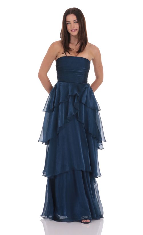 Gathered Cross Back Maxi Dress in Navy | LUCY IN THE SKY Gathered Cross Back Maxi Dress in Navy | LUCY IN THE SKY
