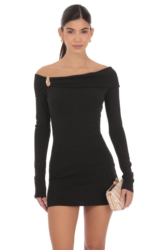Satin Bow Strapless Dress in Black | LUCY IN THE SKY