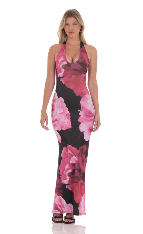 Metallic Open Back Maxi Dress in Cheetah Print | LUCY IN THE SKY