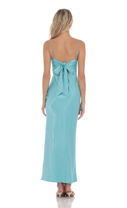 open lace back dress Carmel One-Shoulder Sash Maxi Dress Baby Blue main image 1