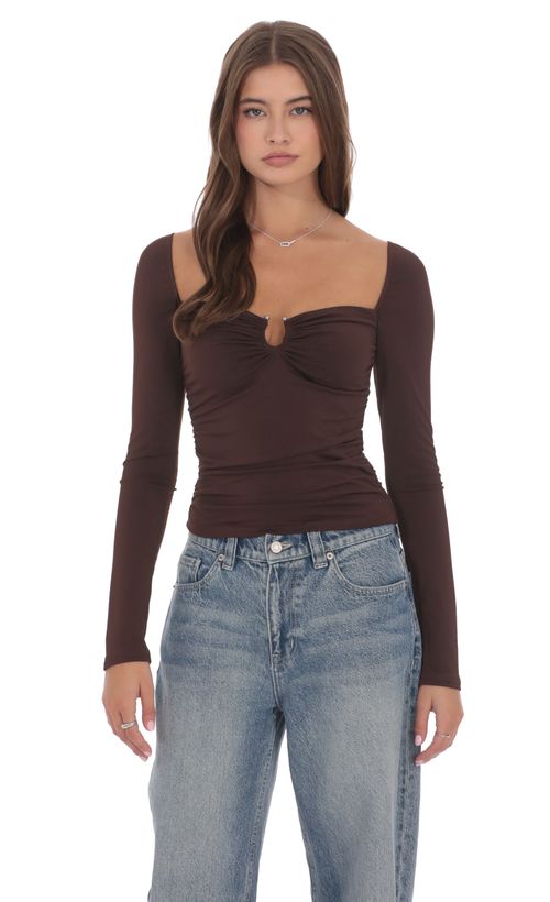 Fold Over Off Shoulder Top in Rust Red | LUCY IN THE SKY