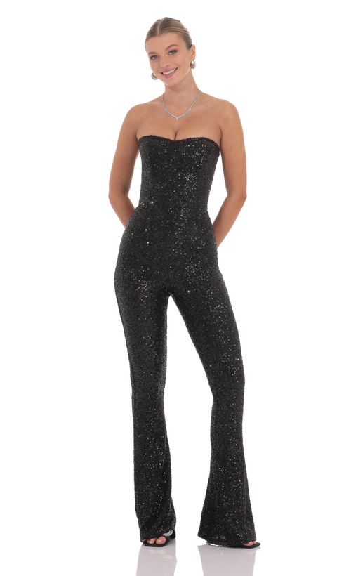 Strapless Back Bow Midi Dress in Black | LUCY IN THE SKY