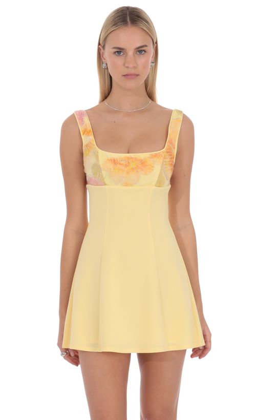 Off Shoulder Fit and Flare Dress in Yellow | LUCY IN THE SKY