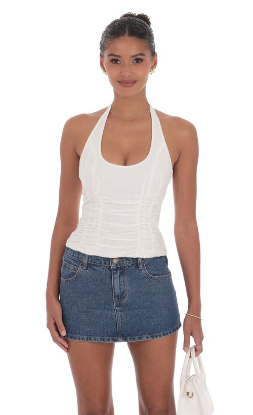 Two Toned Lace Top in White | LUCY IN THE SKY Two Toned Lace Top in White | LUCY IN THE SKY