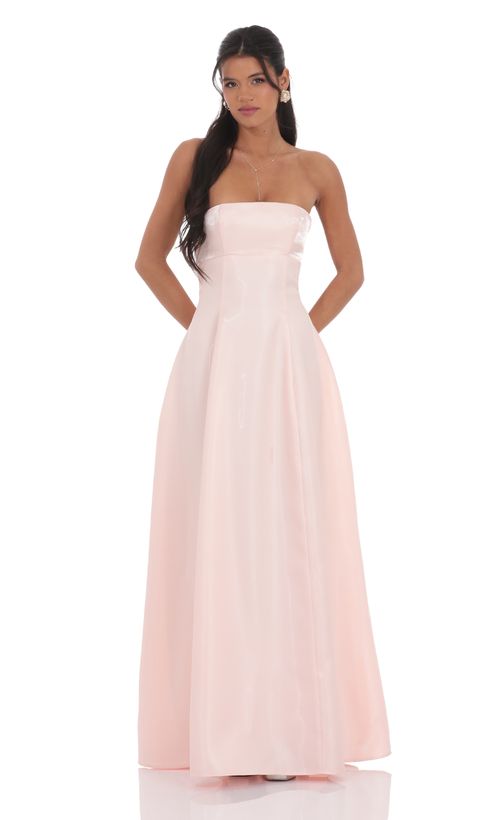 Velvet Sequin Back Bow Maxi Dress in Pink | LUCY IN THE SKY Velvet Sequin Back Bow Maxi Dress in Pink | LUCY IN THE SKY