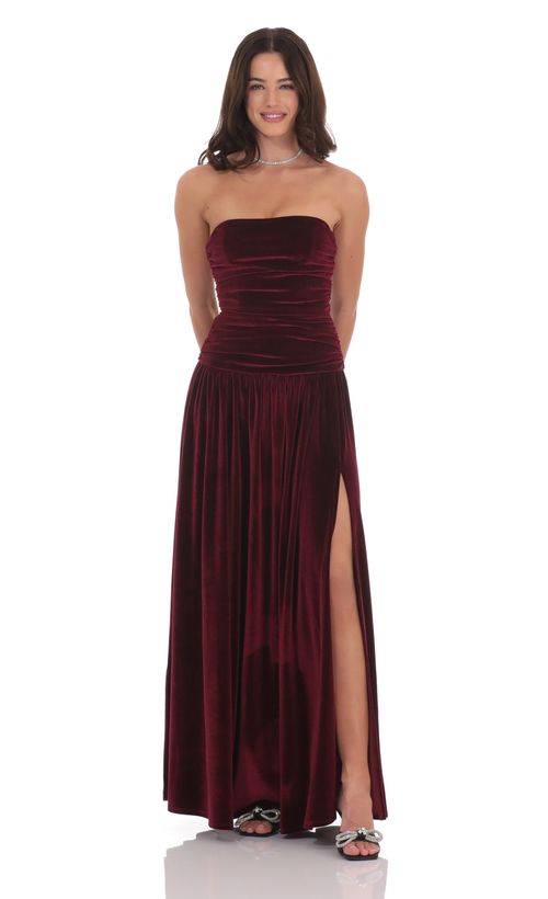 Velvet Maxi Dress in Wine | LUCY IN THE SKY