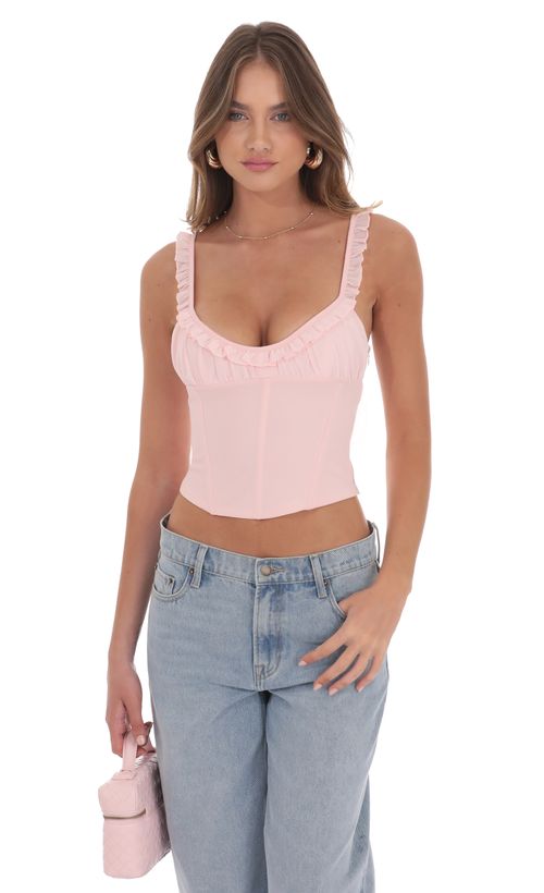 Two-Toned Lace Top in Pink | LUCY IN THE SKY Two-Toned Lace Top in Pink | LUCY IN THE SKY