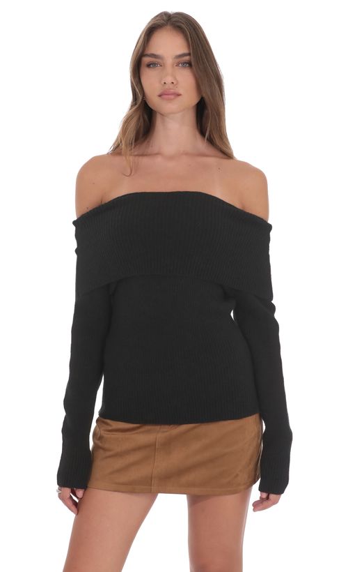 Knit Off Shoulder Romper in Grey | LUCY IN THE SKY