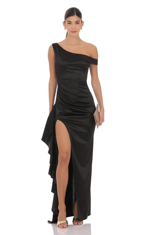 slim fit dress slacks Violette Neck Tie Gown 12 / Black
