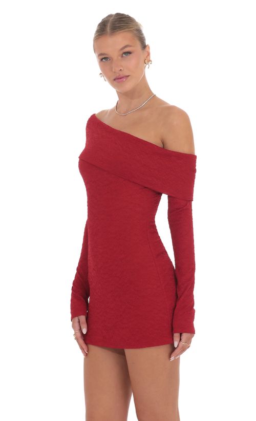 strapless open back dress Red Long Sleeve Lace Gown (#Bella) main image 1